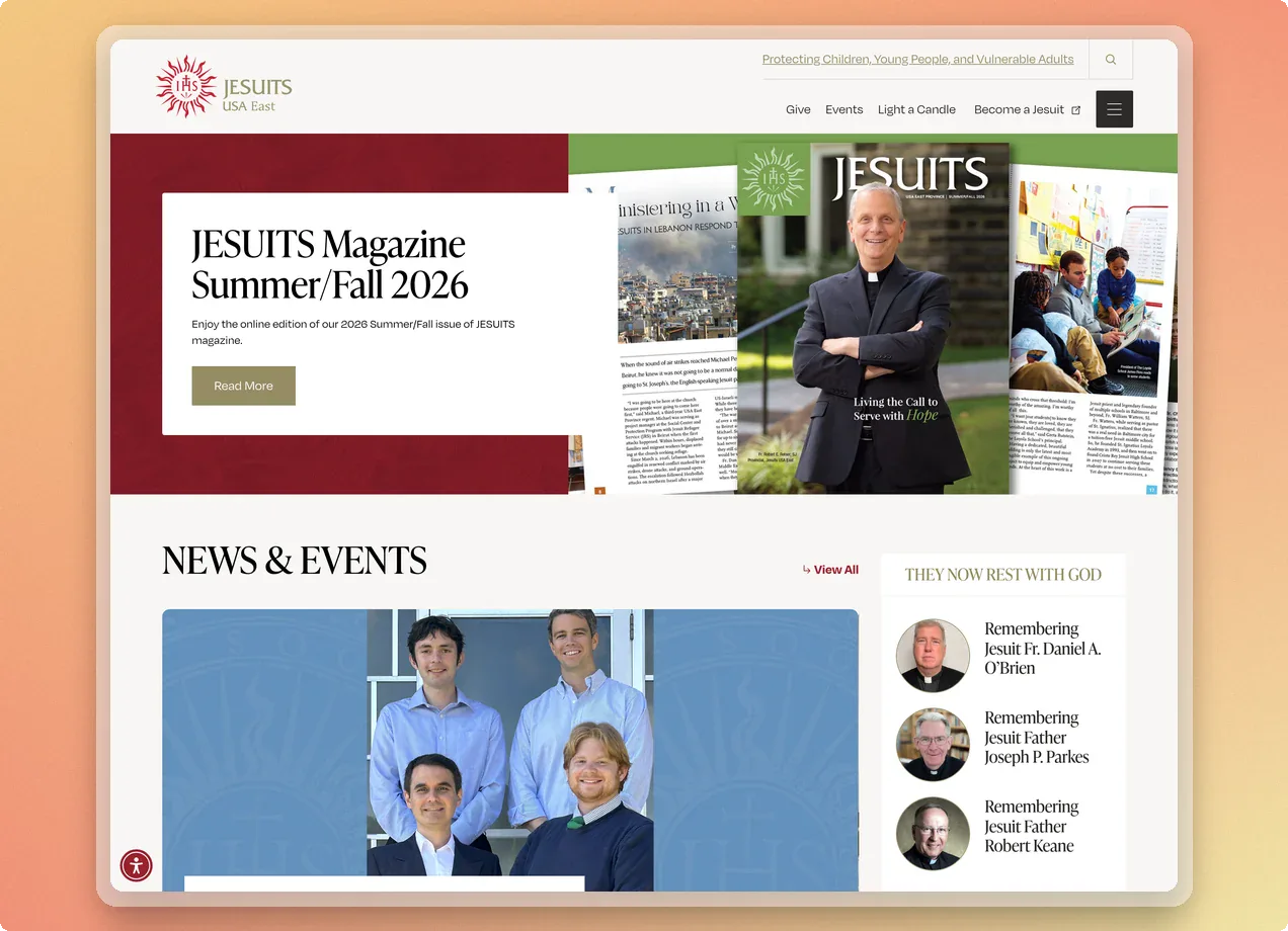 USA East Province Jesuits homepage built on Elementor